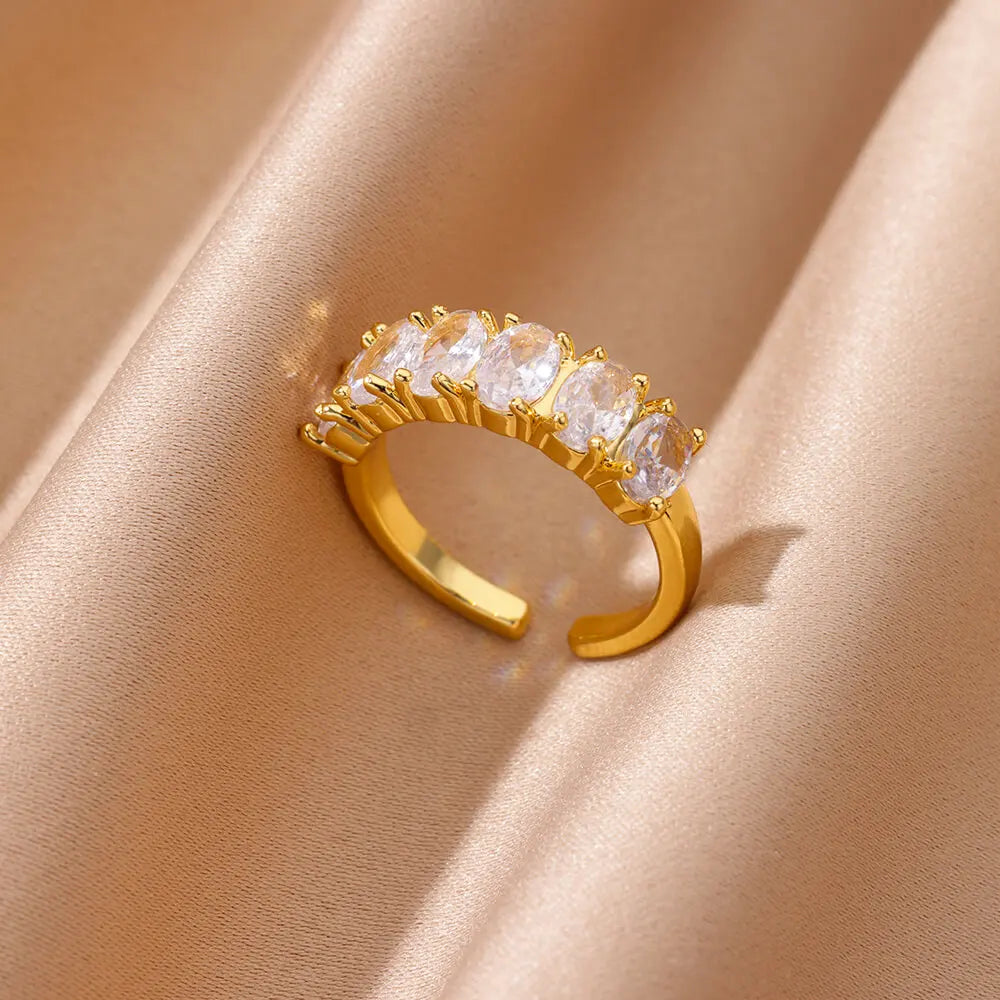 Geometric Heart Zircon Ring