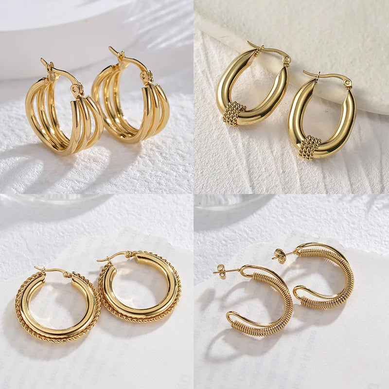 Geometric Gold Stainless Earrings
