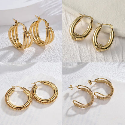 Geometric Gold Stainless Earrings