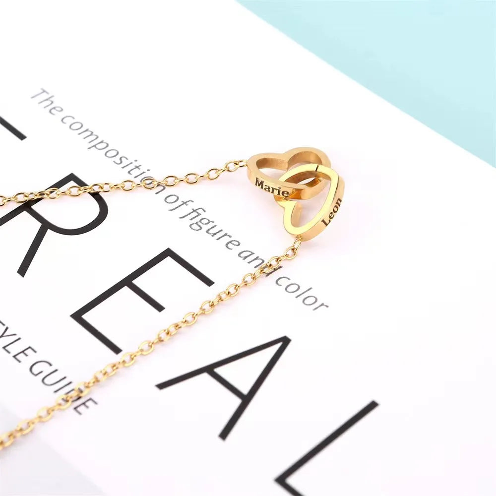Custom Name Heart Necklace Gift Set