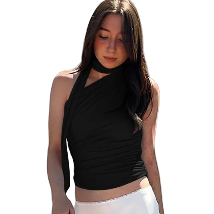 Backless Halter Crop Top