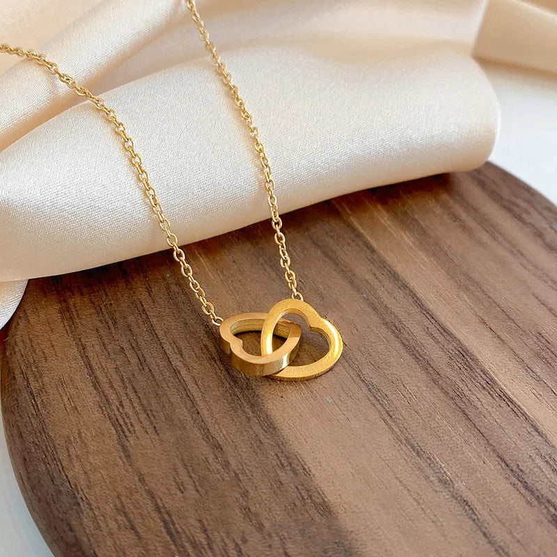 Double Heart Gold Necklace