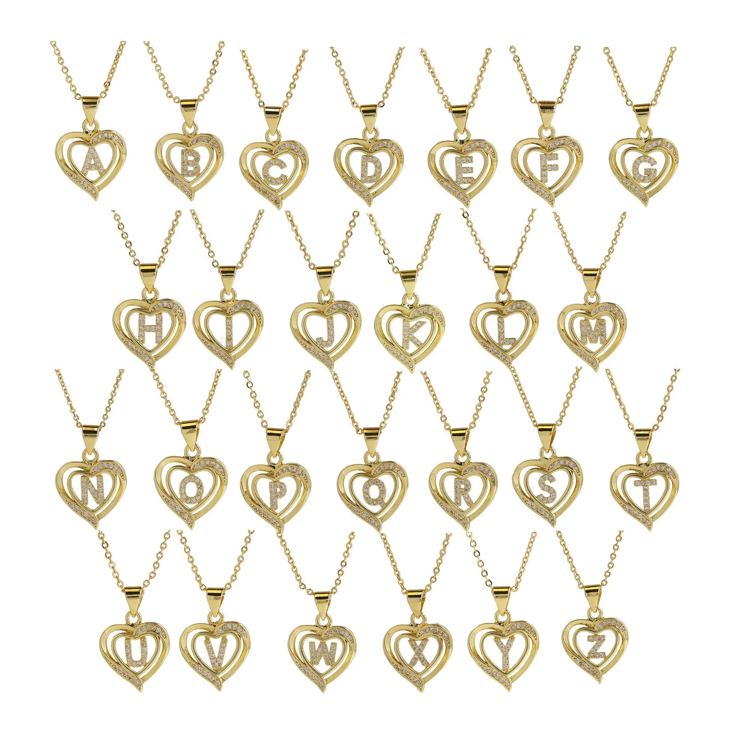 Initial Heart Zircon Necklace