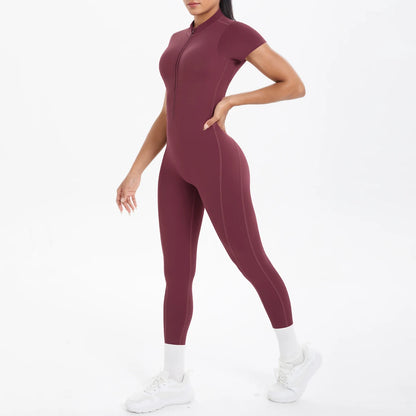 Short Sleeve Fitness Jumpsuit