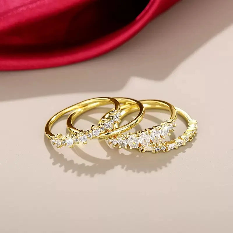 Gold Plated Zircon Stacking Rings