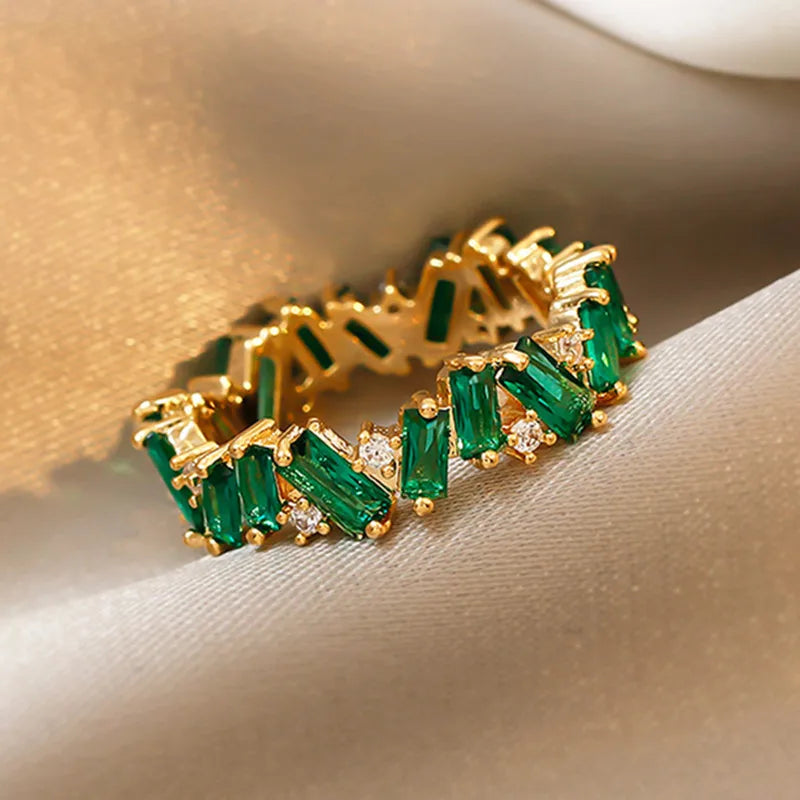 Geometric Green Zircon Ring