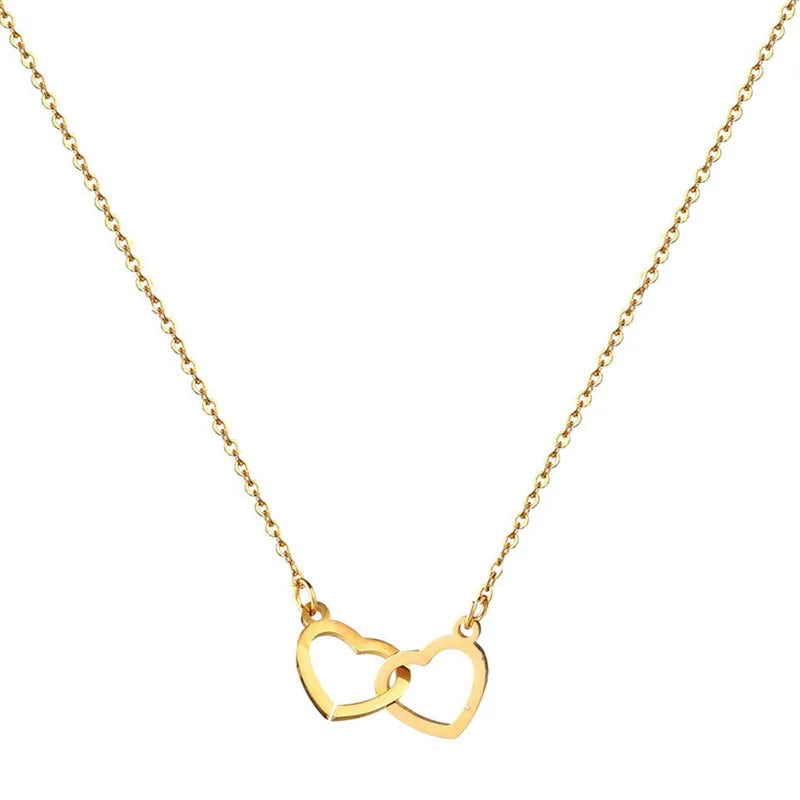 Double Heart Gold Necklace