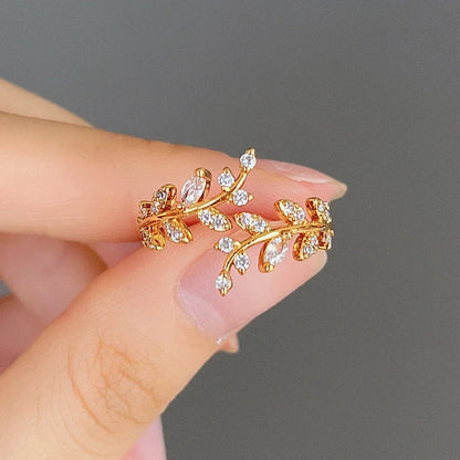 Korean Leaf Zircon Open Ring