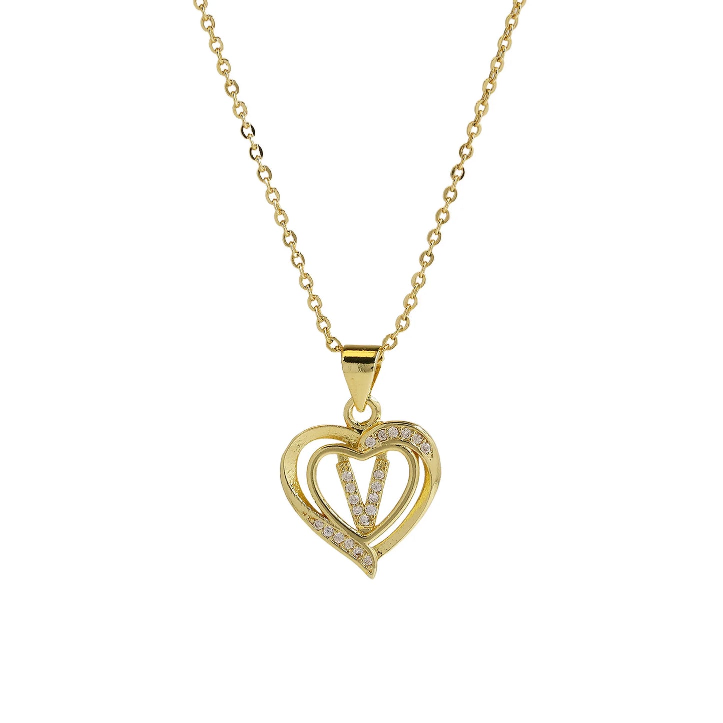 Initial Heart Zircon Necklace