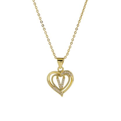 Initial Heart Zircon Necklace
