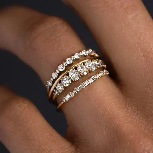 Gold Plated Zircon Stacking Rings