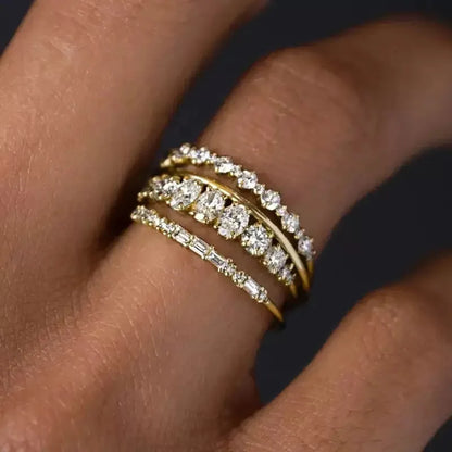 Gold Plated Zircon Stacking Rings