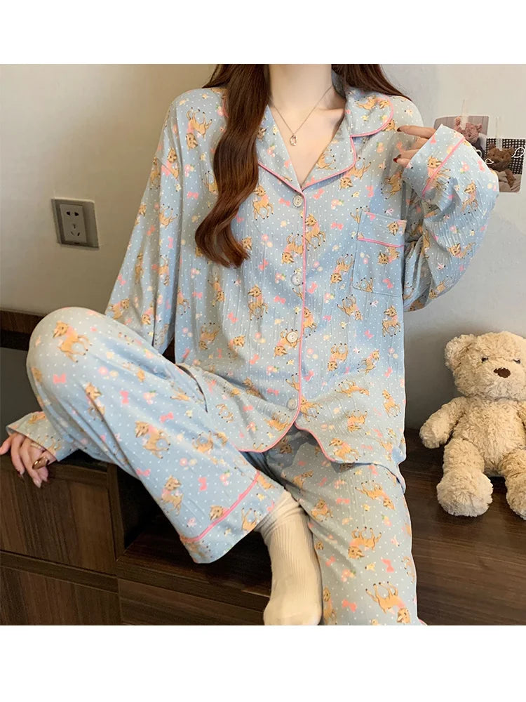 Korean Long Sleeve Pajama Set