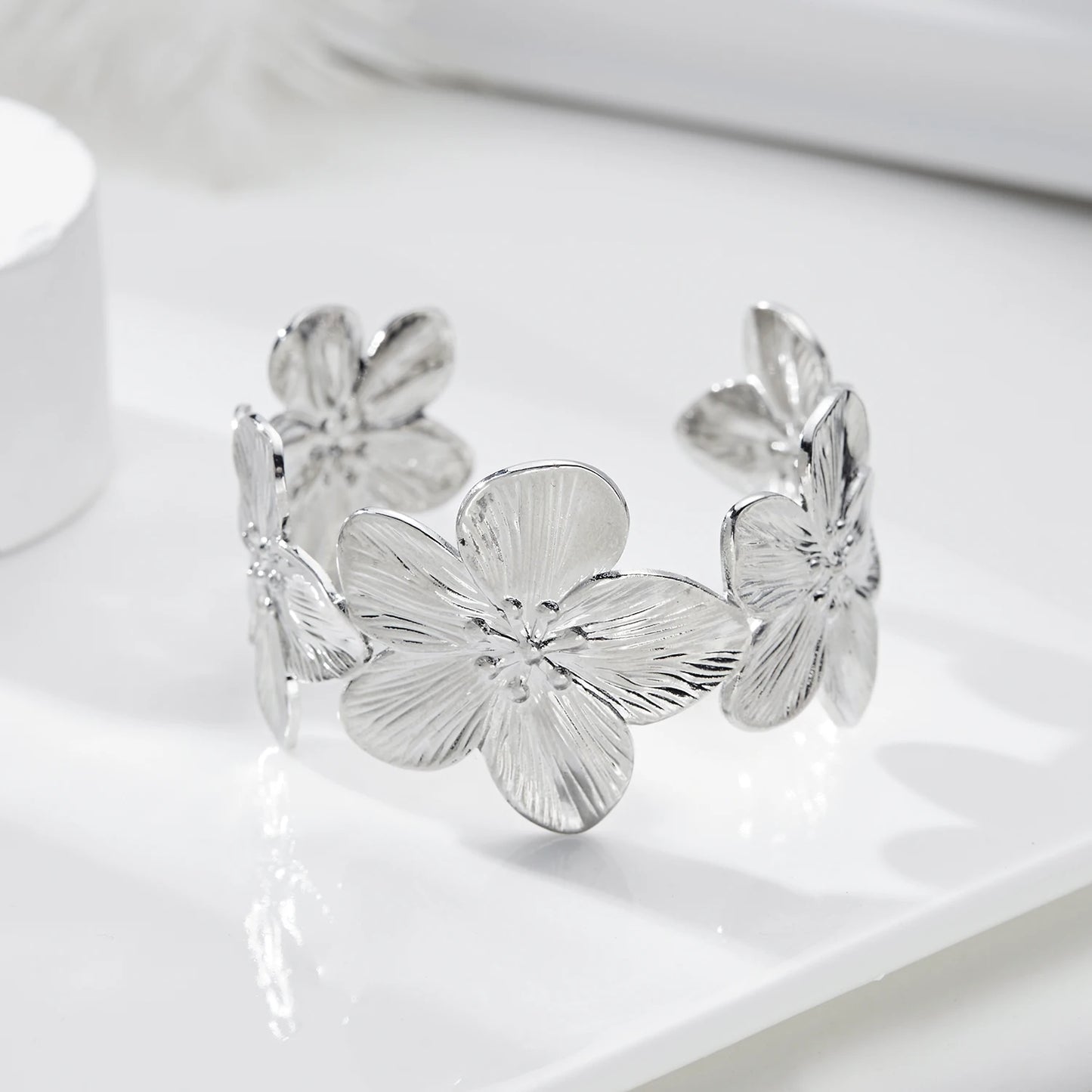 Butterfly Flower Open Cuff