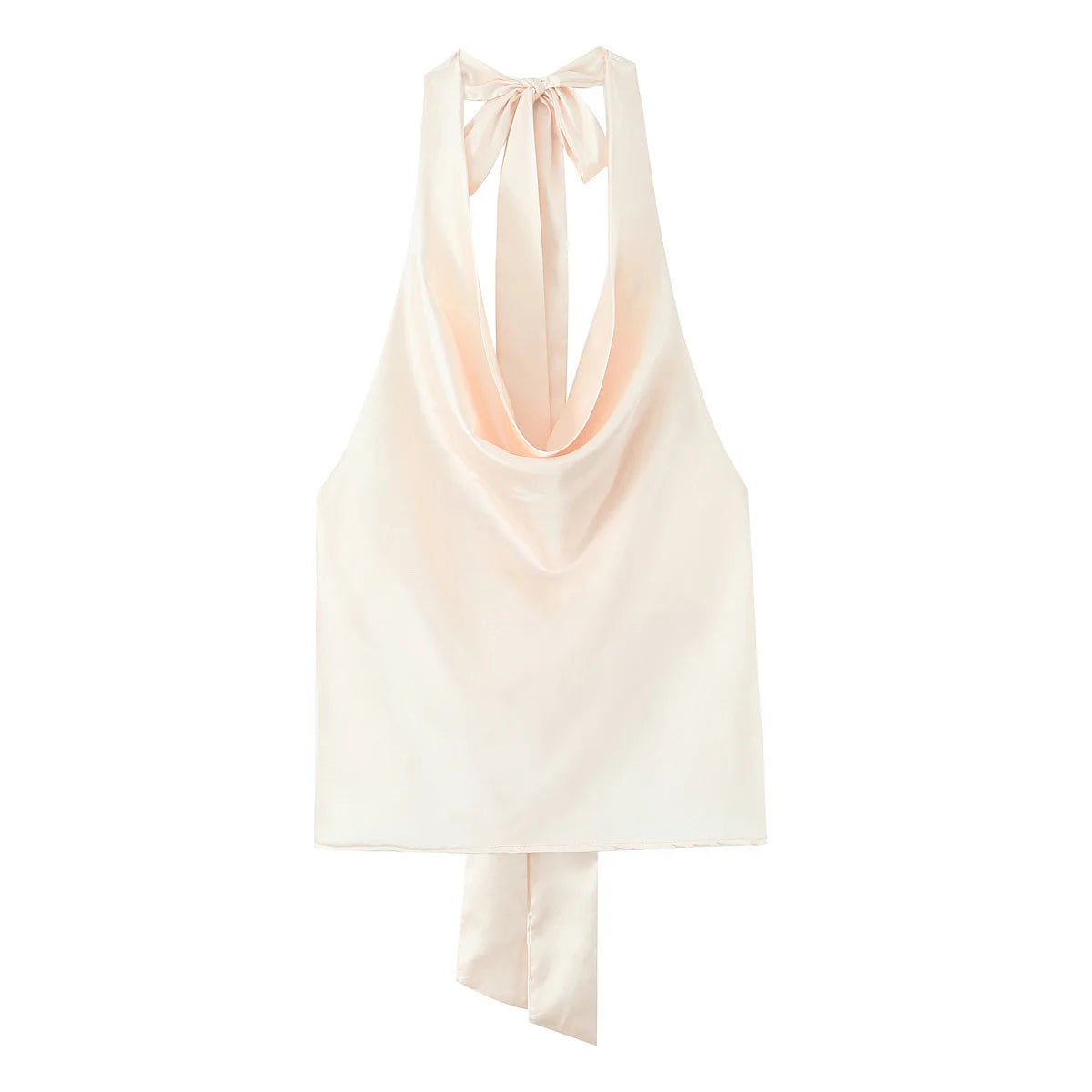 Satin Halter Tie-Back Top