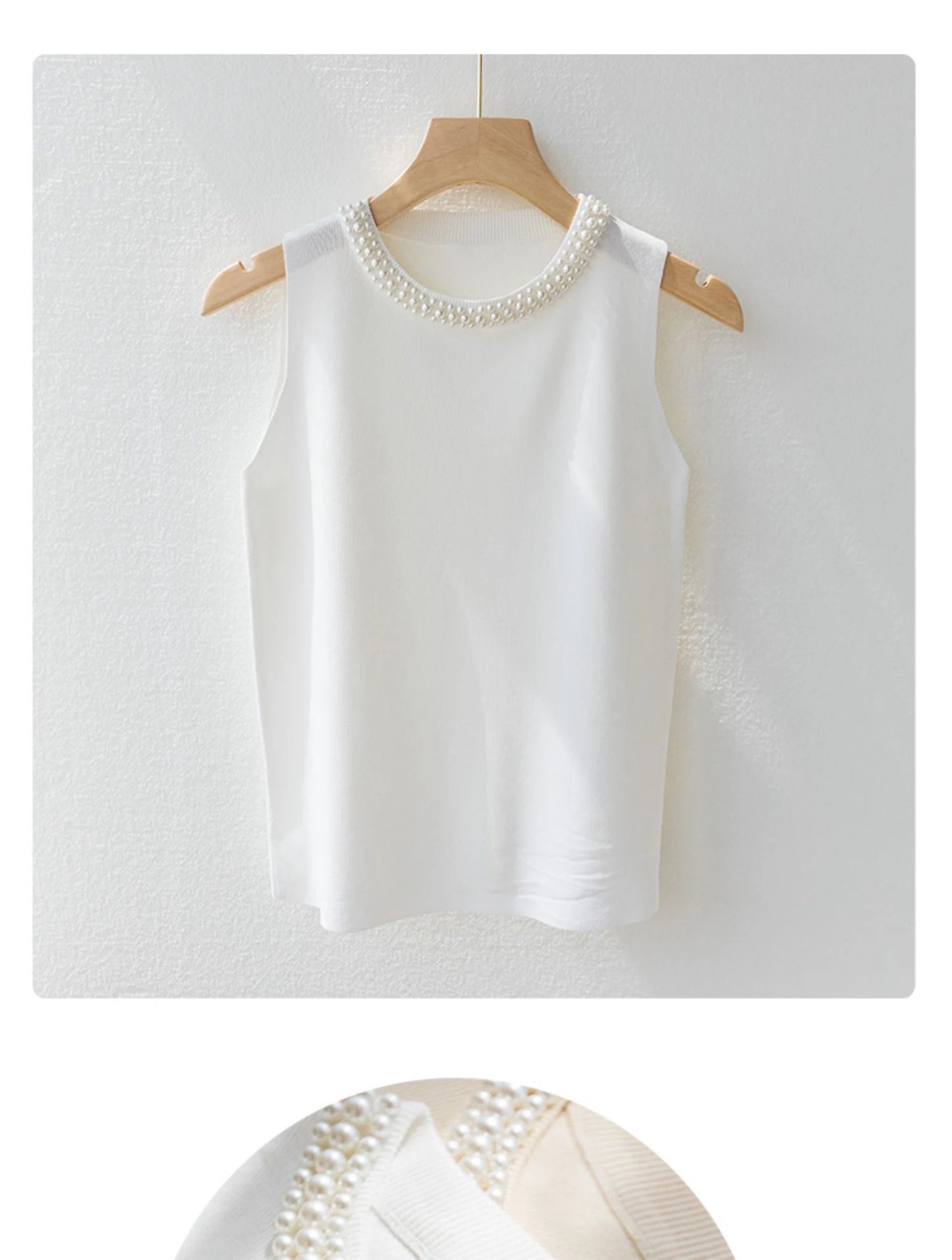 Korea Knitted Beaded Tank Top