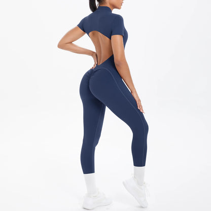 Short Sleeve Fitness Jumpsuit