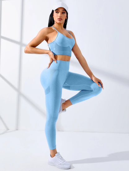 2PCS Seamless Yoga Leggings Set