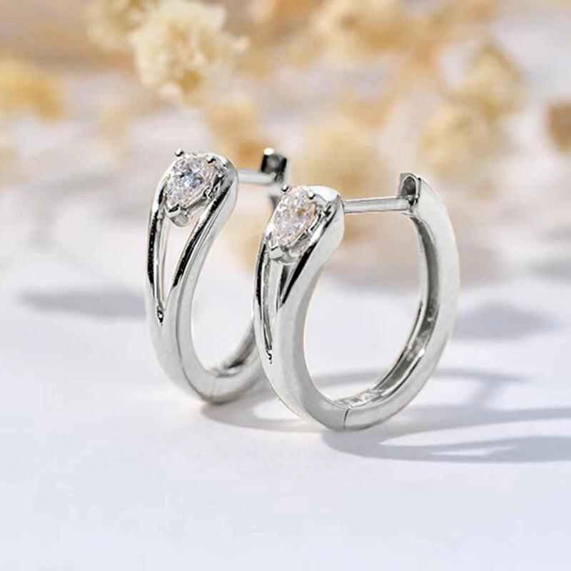Waterdrop Hoop Zircon Earrings