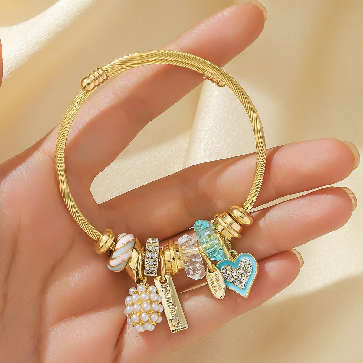 Multi Charm Open Bead Bracelet