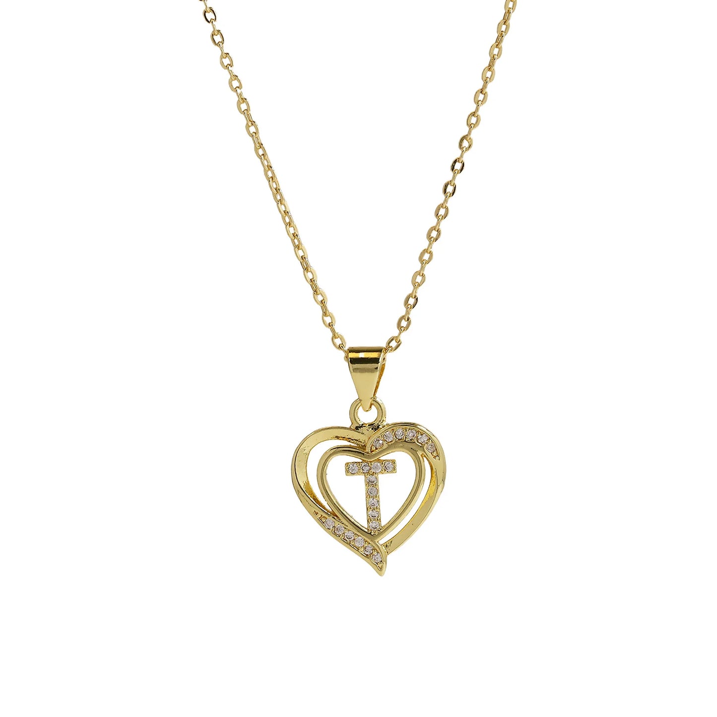 Initial Heart Zircon Necklace