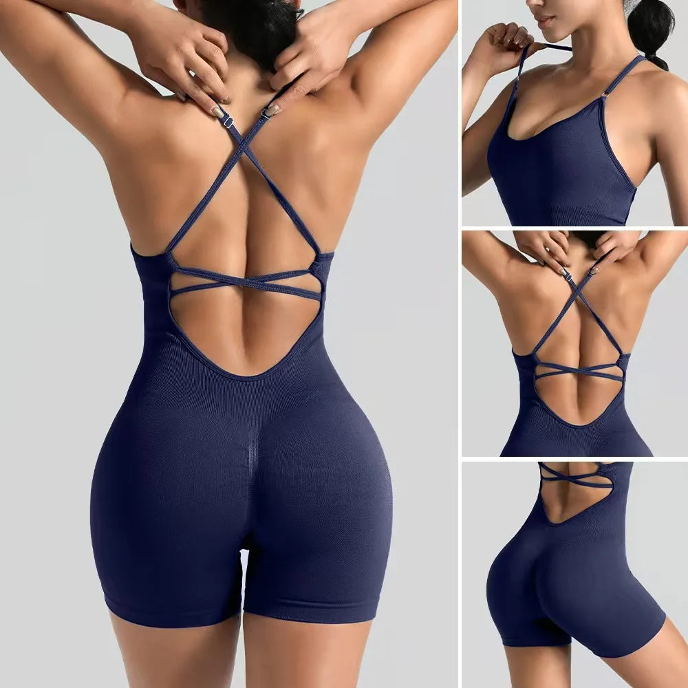 Seamless Yoga Shorts Jumpsuit