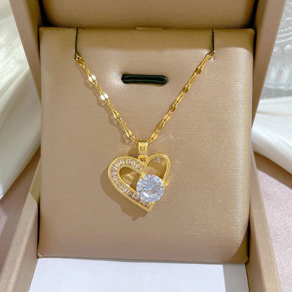 Clear Zircon Heart Necklace
