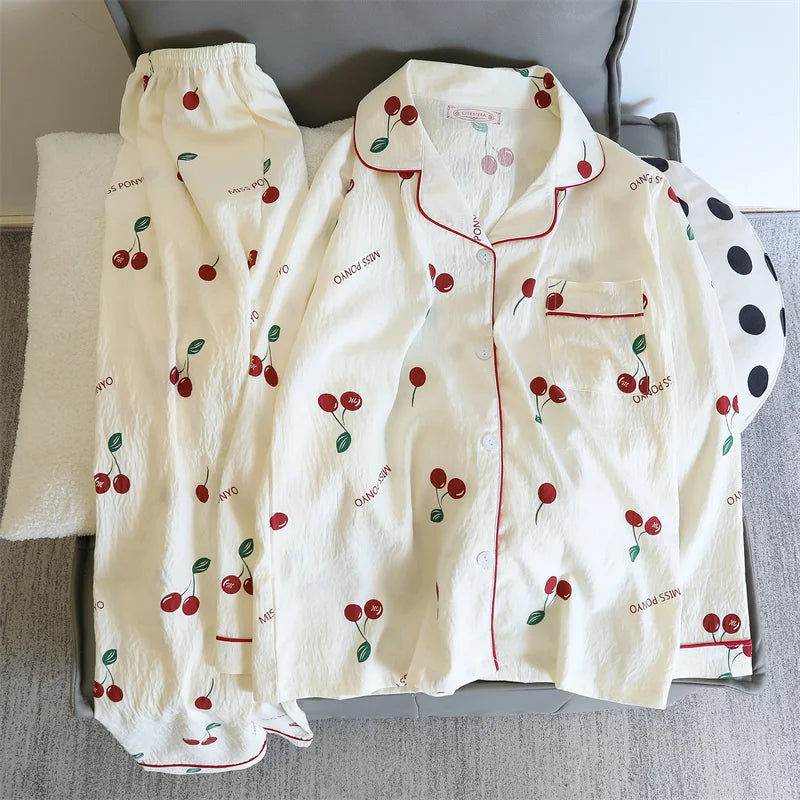 Cherry Print Pajama Set