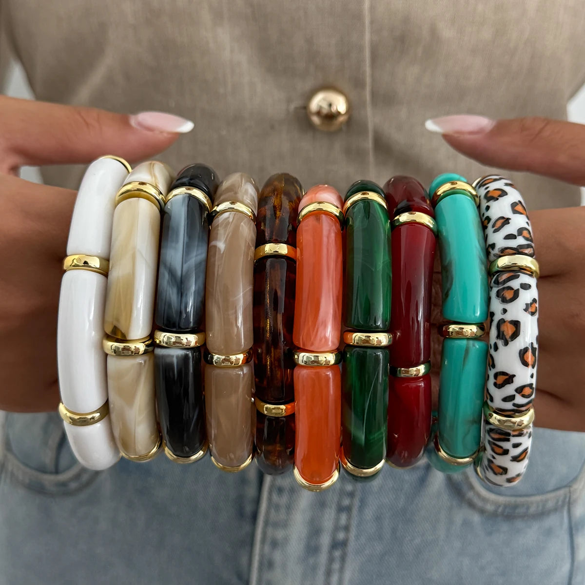 Vintage Leopard Stack Bracelet Set