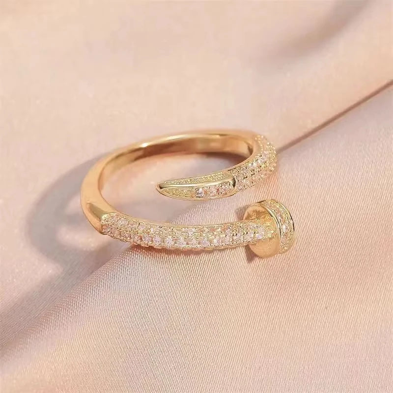 Korean Punk Cubic Zirconia adjustable ring