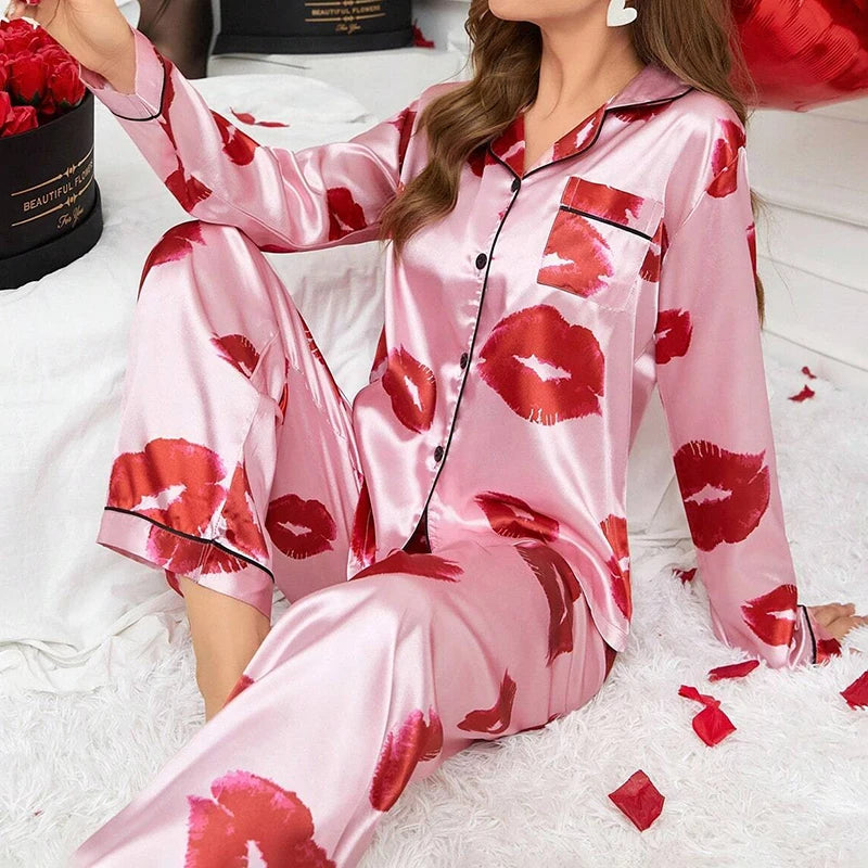 Satin Button-Up Pajama Set