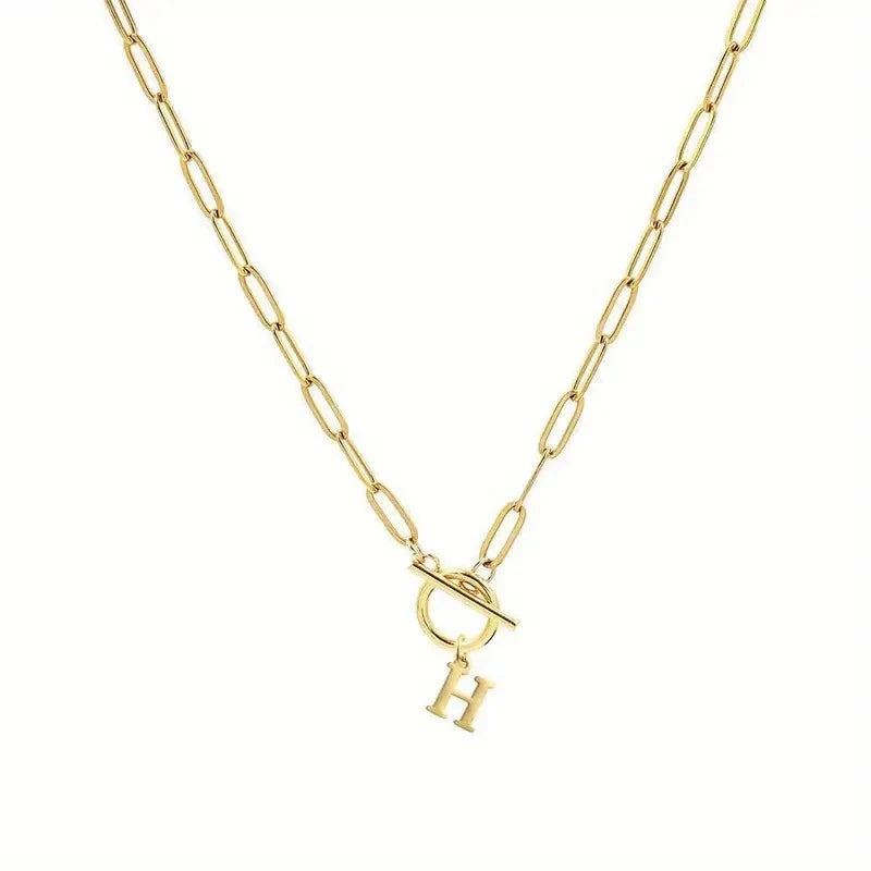 Initial Paperclip Chain Necklace