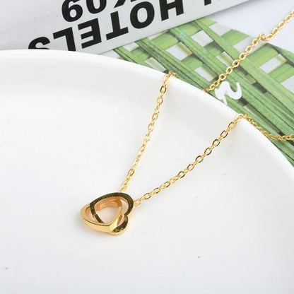 Double Heart Gold Necklace