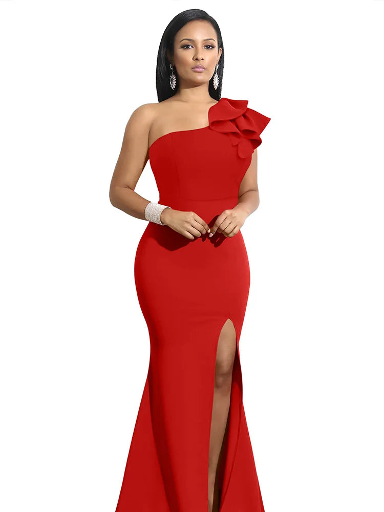 One-Shoulder Split Summer Dress