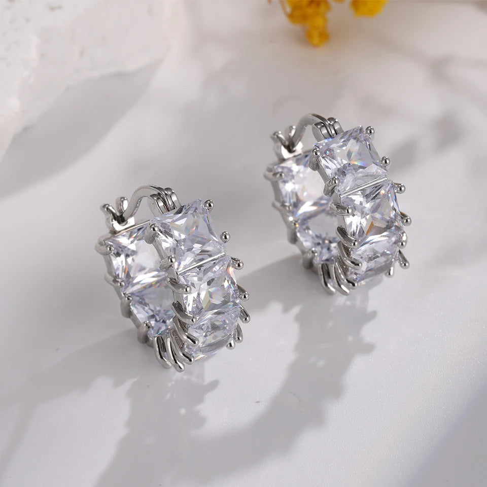 Vintage Black Crystal Hoop Earrings