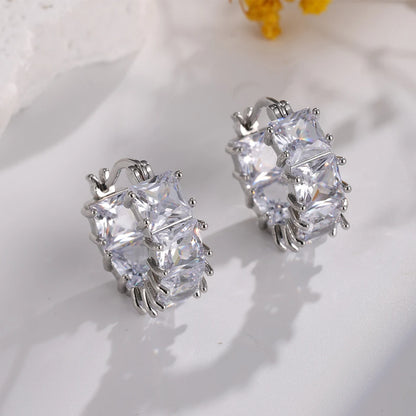 Vintage Black Crystal Hoop Earrings