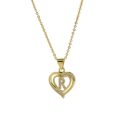 Initial Heart Zircon Necklace