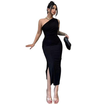 Black Split Backless Maxi Dress